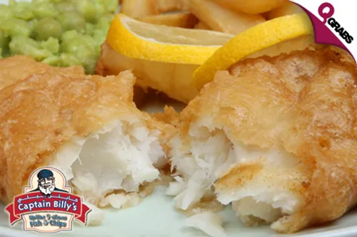 For QR20 Get Food & Drinks of Your Choice at Captain Billy’s Fish & Chips! (QR40 Value)